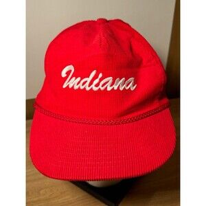 Vintage Indiana University IU Hoosiers Corduroy Rope Adjustable Zipper Hat